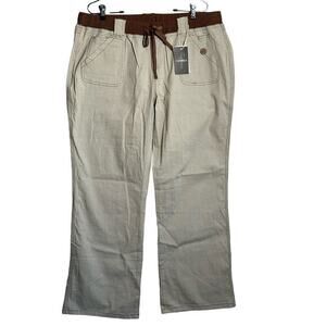 Flamingals NWT‎ 3XL Linen Blend Pull On Bootcut Pants Elastic Waist Stretch